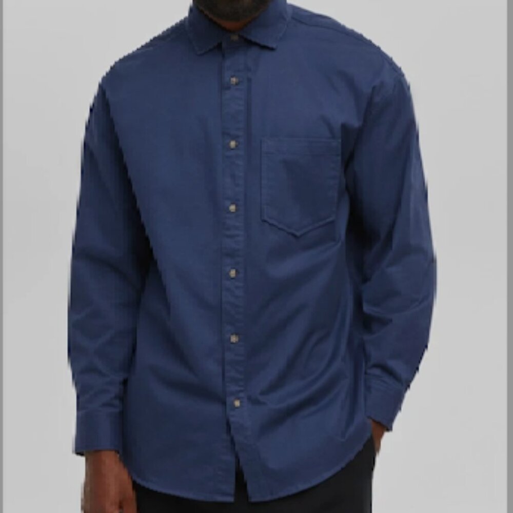 Mode of One Mens Relaxed Fit Button Down Twill Shirt in Caspian Waters Size M